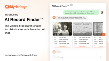 Apresentando o AI Record Finder™, o primeiro mecanismo de pesquisa de registros históricos baseado em bate-papo com IA do mundo