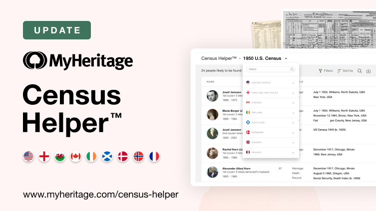 MyHeritage Census Helper™ recebe uma grande atualização