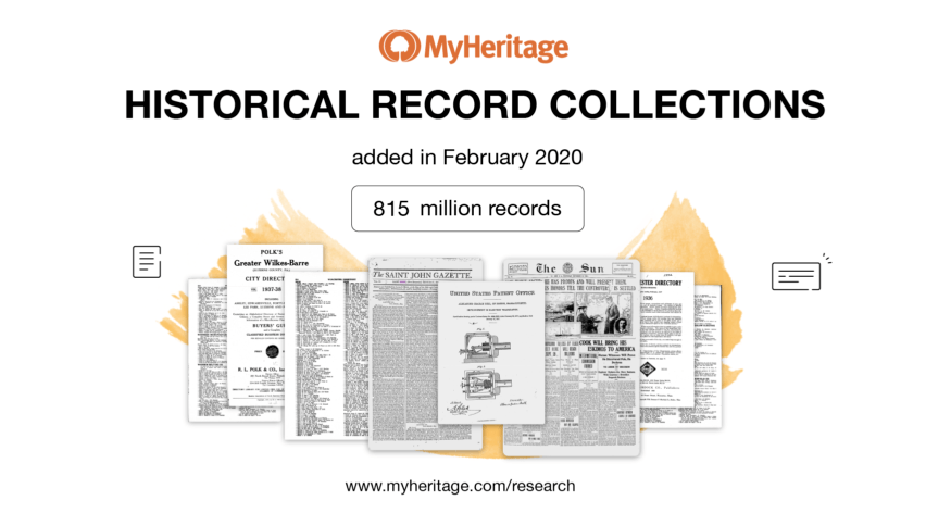 Coleções de registros históricos adicionadas em fevereiro de 2020