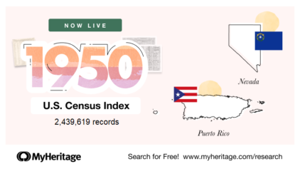 O Índice do Censo dos EUA de 1950 para Nevada e Porto Rico já está disponível