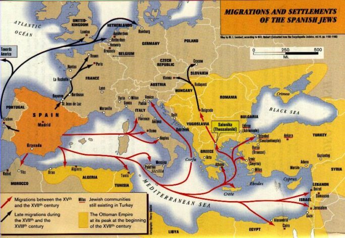 Imigração dos judeus sefarditas – fonte: wikipedia.pt