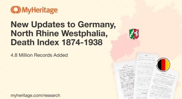 MyHeritage Atualiza: Alemanha, Renânia do Norte-Vestfália, Índice de óbitos 1874-1938