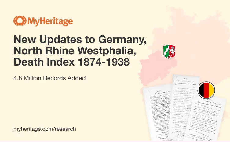 MyHeritage Atualiza: Alemanha, Renânia do Norte-Vestfália, Índice de óbitos 1874-1938