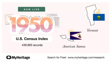 O Índice do Censo dos EUA de 1950 para Vermont e Samoa Americana já está disponível