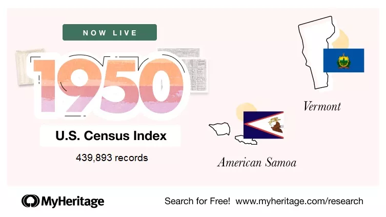 O Índice do Censo dos EUA de 1950 para Vermont e Samoa Americana já está disponível