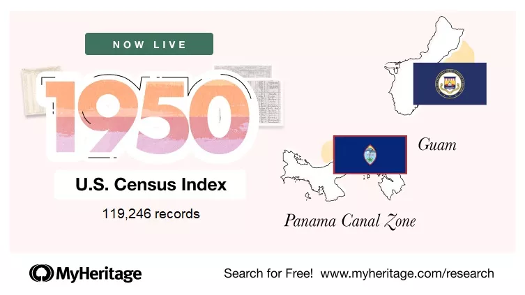 O Índice do Censo dos EUA de 1950 para Guam e a Zona do Canal do Panamá já está disponível