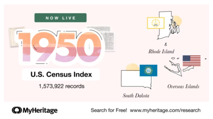 Índice do Censo dos EUA de 1950 para Rhode Island, Dakota do Sul e Ilhas Ultramarinas