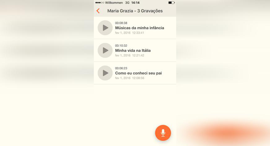 NOVO: Gravação em áudio para entrevistar familiares
