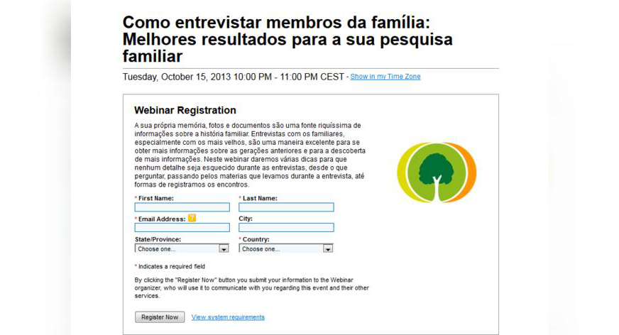 Segundo Webinar: Como entrevistar familiares
