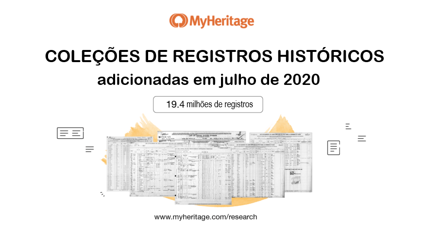 Coleções de registros históricos adicionadas em julho de 2020