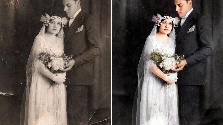 Arquiteto surpreende mãe com impressionante foto de casamento restaurada pelo MyHeritage